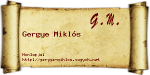 Gergye Miklós névjegykártya